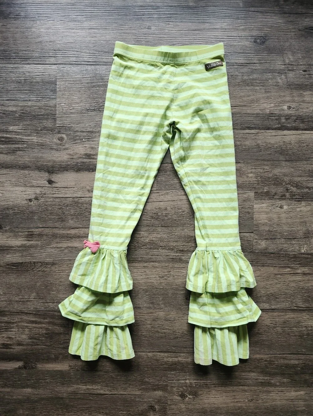 Matilda Jane Green Benny Striped Ruffle Pants